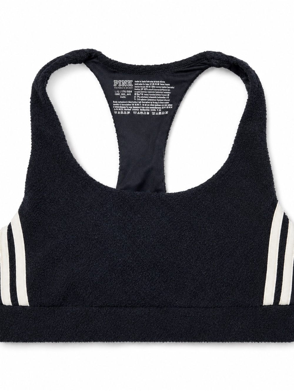 Victoria's Secret PINK Black Sports Bra with White Stripe Accents